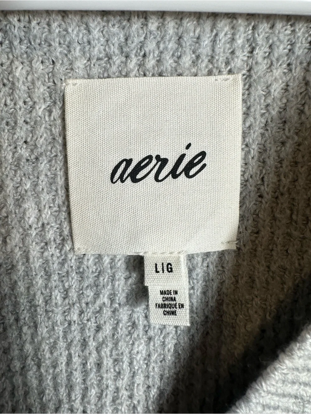 Aerie Cozyup Waffle Knit Polo Sweater Gray Size L - Picture 5 of 9